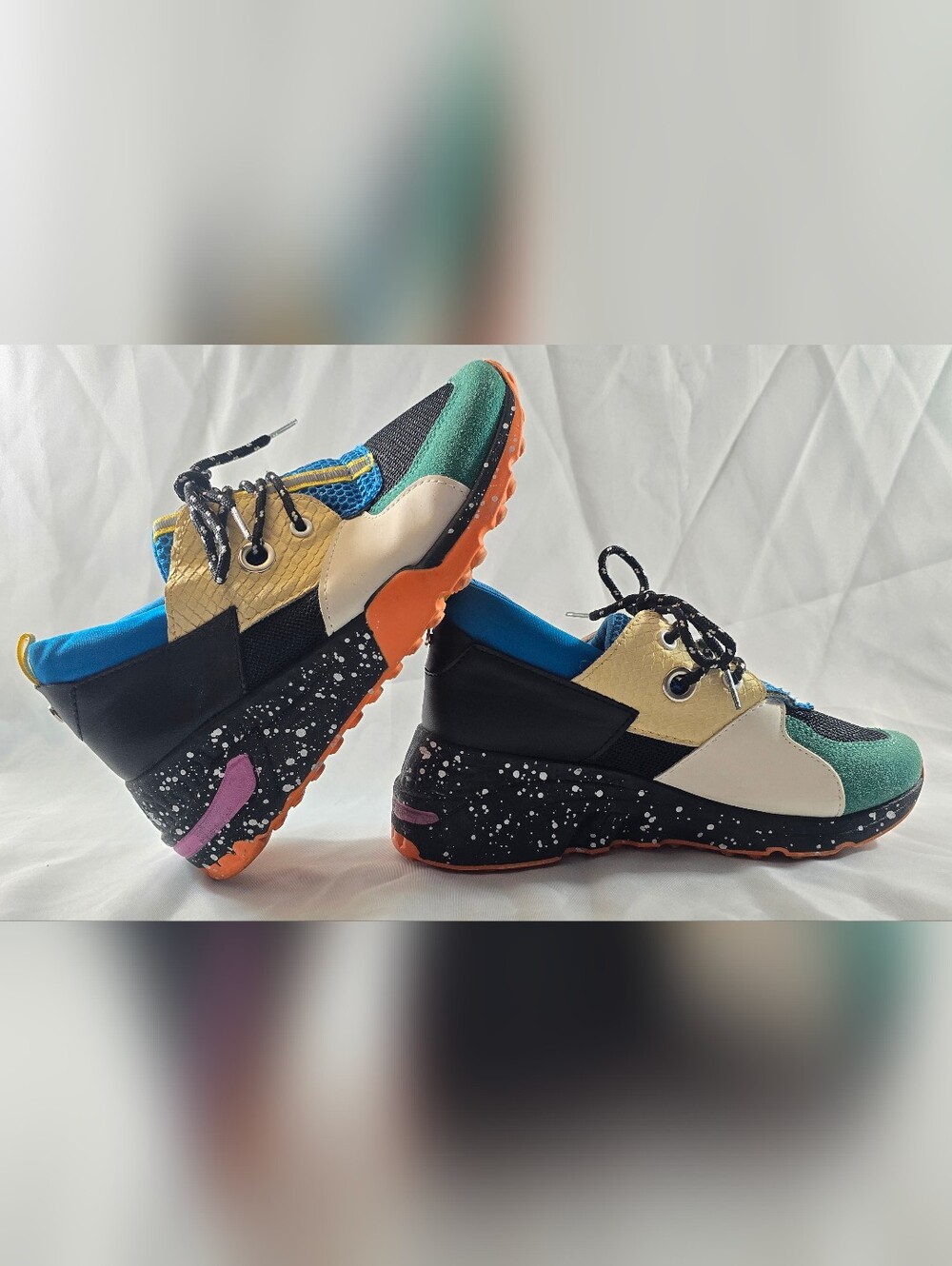 La Sheelah Womens Size 6 Multi Color Block Chunky Platform Sneakers